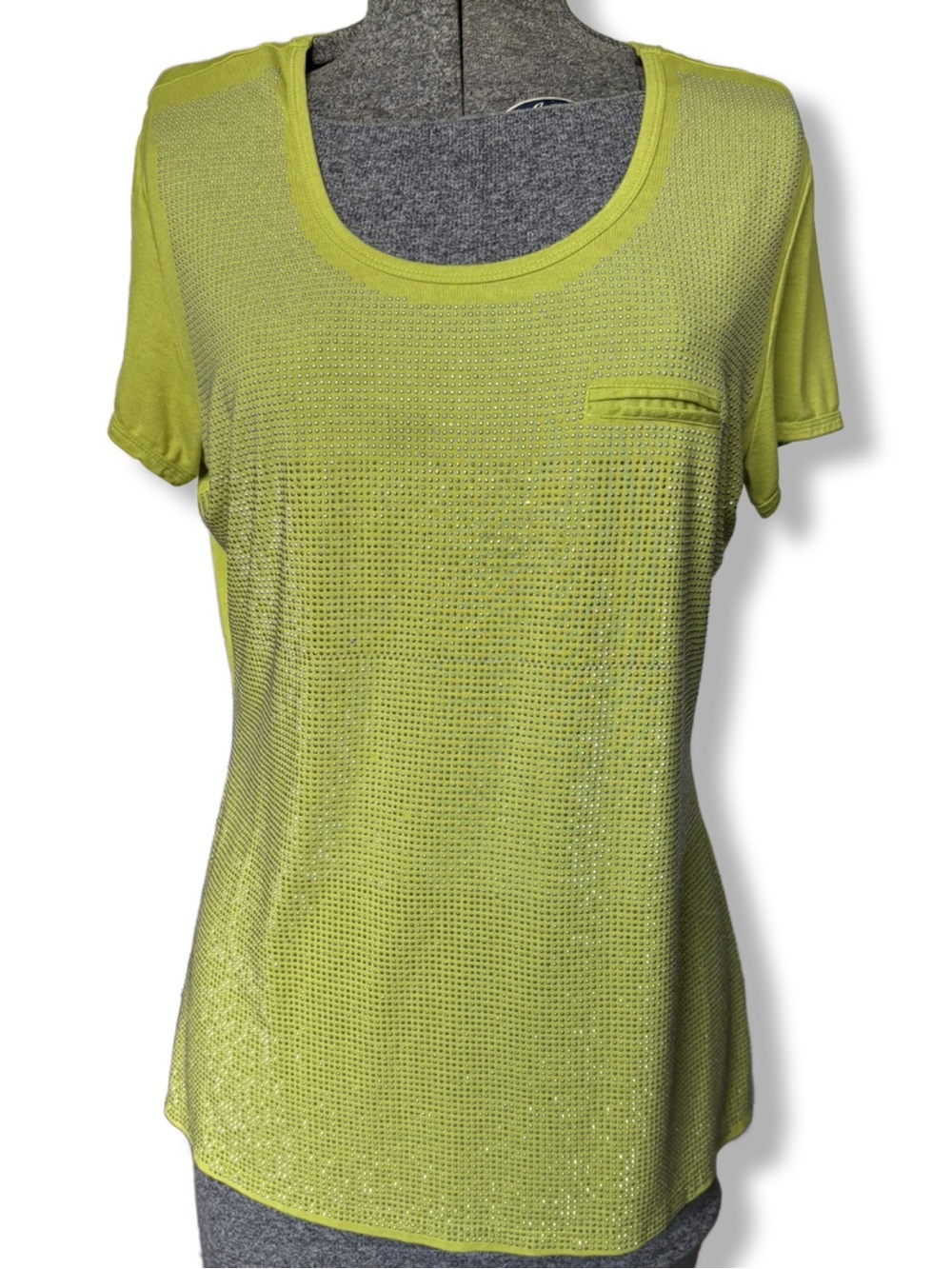 Linea Domani Scoop Neck Lime Green Blouse